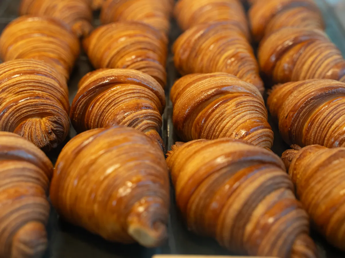 Golden butter croissants fresh from the oven